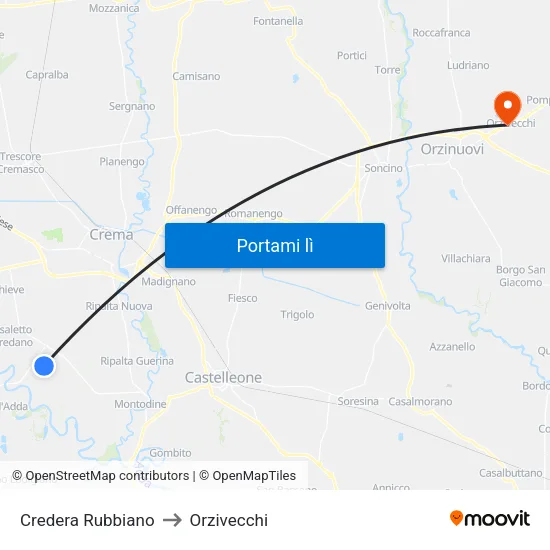 Credera Rubbiano to Orzivecchi map