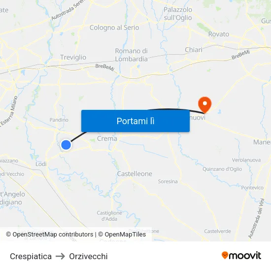 Crespiatica to Orzivecchi map