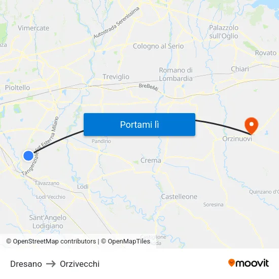Dresano to Orzivecchi map