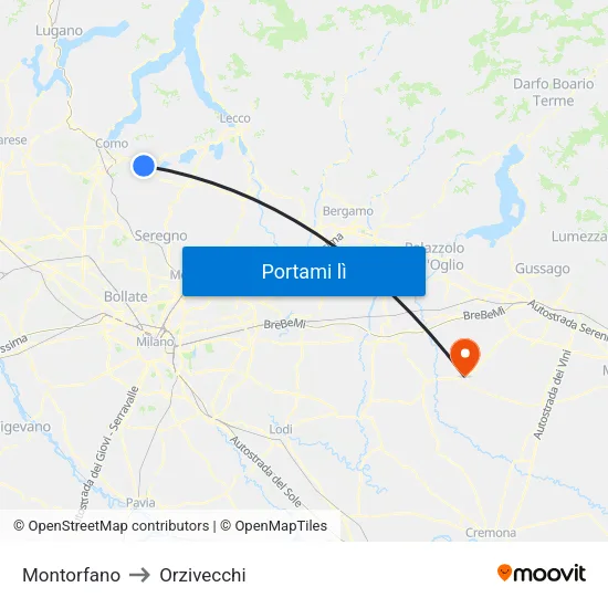 Montorfano to Orzivecchi map