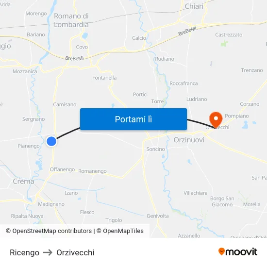 Ricengo to Orzivecchi map