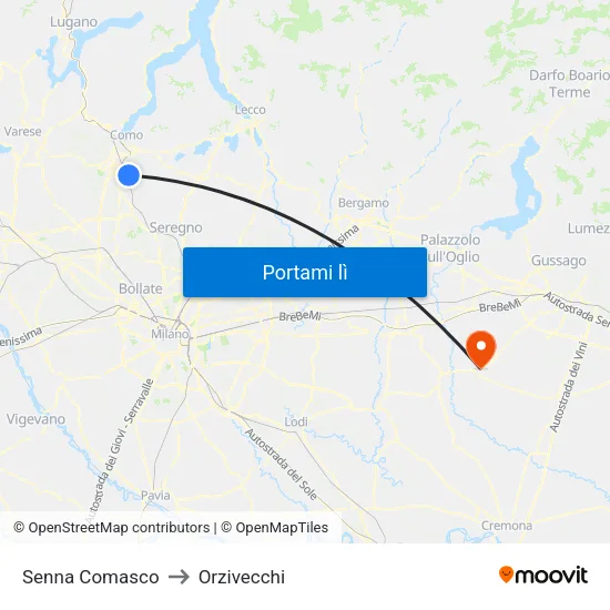 Senna Comasco to Orzivecchi map