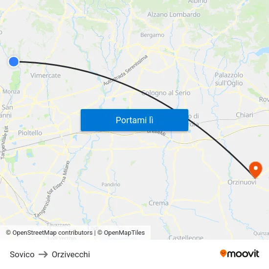 Sovico to Orzivecchi map