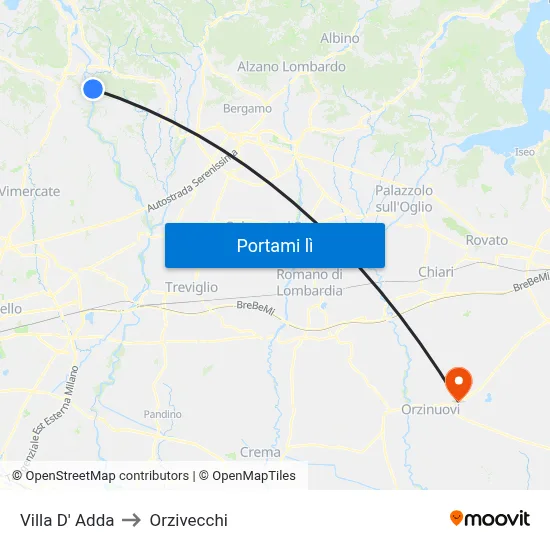 Villa D' Adda to Orzivecchi map