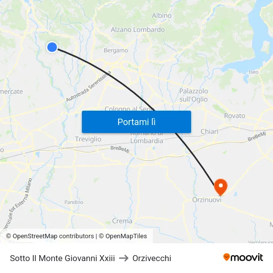 Sotto Il Monte Giovanni Xxiii to Orzivecchi map