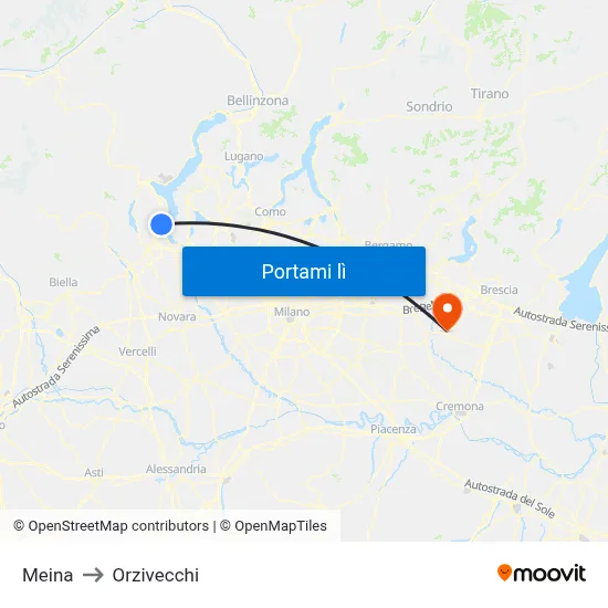 Meina to Orzivecchi map