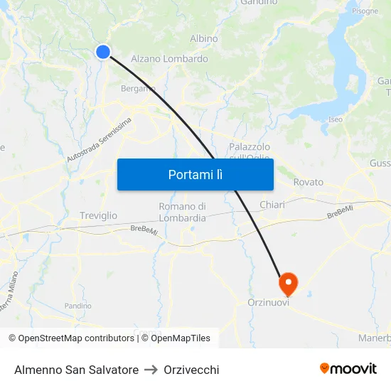 Almenno San Salvatore to Orzivecchi map