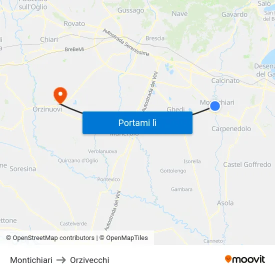 Montichiari to Orzivecchi map
