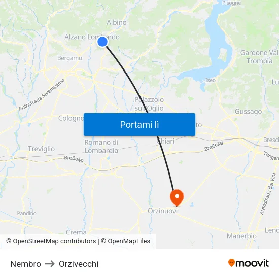 Nembro to Orzivecchi map
