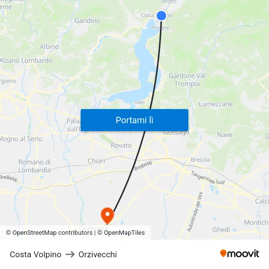 Costa Volpino to Orzivecchi map