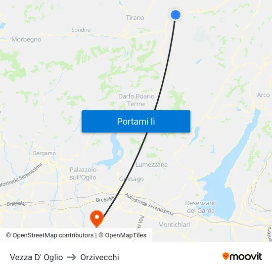 Vezza D' Oglio to Orzivecchi map