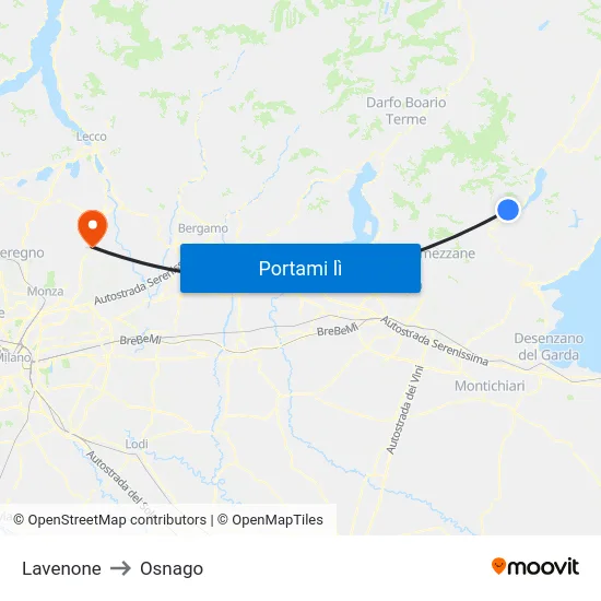 Lavenone to Osnago map