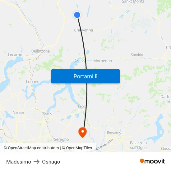 Madesimo to Osnago map