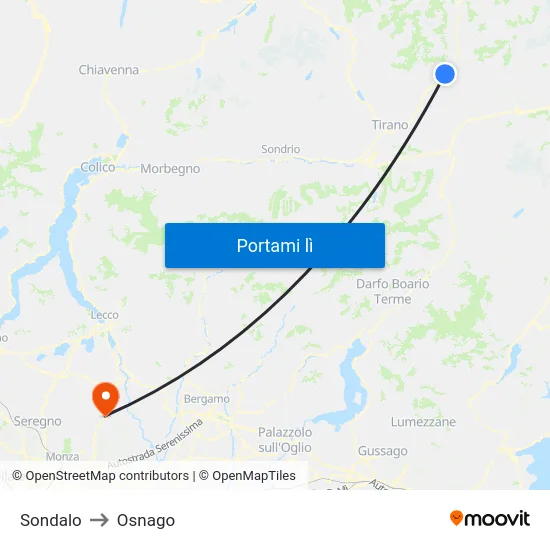 Sondalo to Osnago map