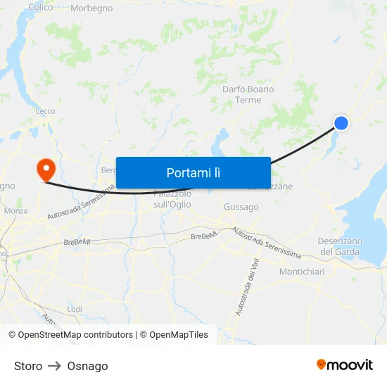 Storo to Osnago map