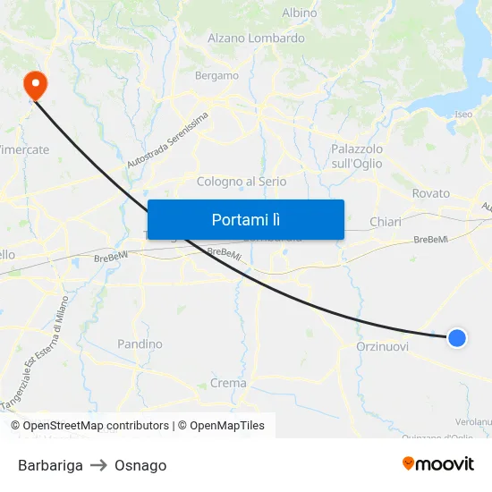 Barbariga to Osnago map