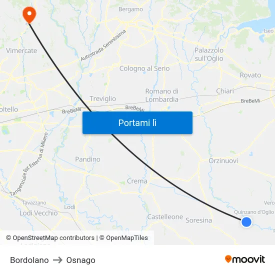 Bordolano to Osnago map