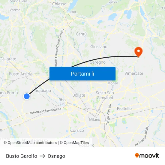 Busto Garolfo to Osnago map