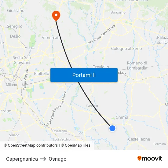 Capergnanica to Osnago map