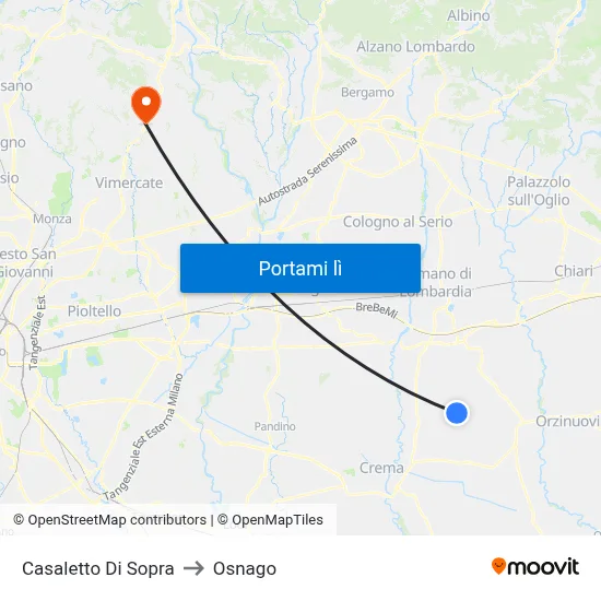 Casaletto Di Sopra to Osnago map