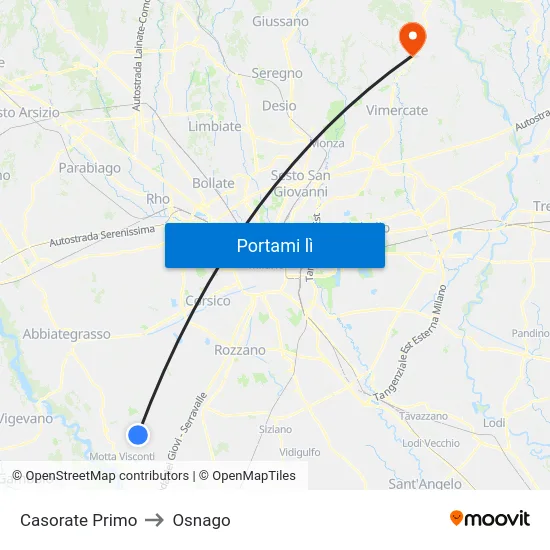 Casorate Primo to Osnago map
