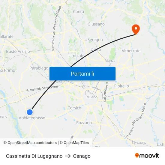 Cassinetta Di Lugagnano to Osnago map