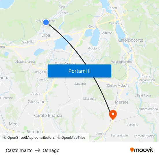 Castelmarte to Osnago map