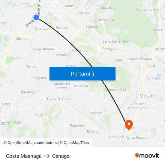 Costa Masnaga to Osnago map
