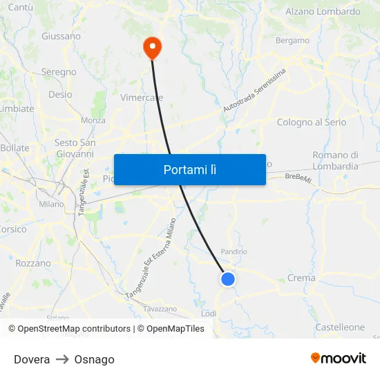 Dovera to Osnago map