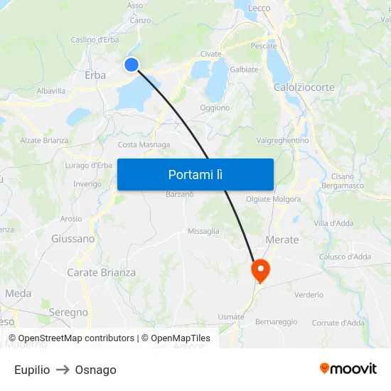 Eupilio to Osnago map
