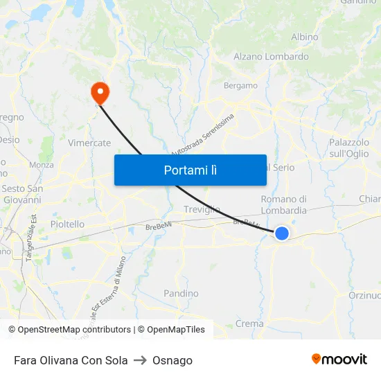 Fara Olivana Con Sola to Osnago map
