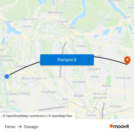 Ferno to Osnago map