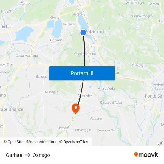 Garlate to Osnago map
