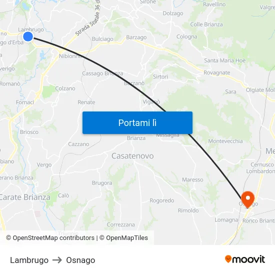 Lambrugo to Osnago map