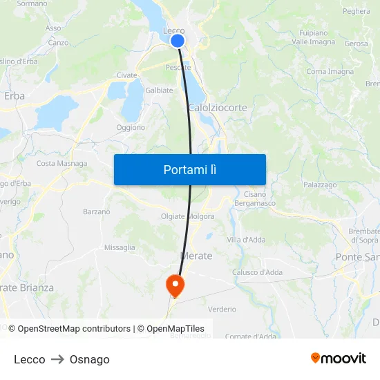 Lecco to Osnago map
