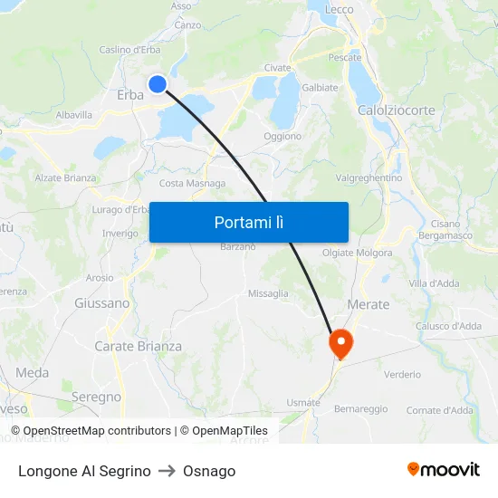 Longone Al Segrino to Osnago map
