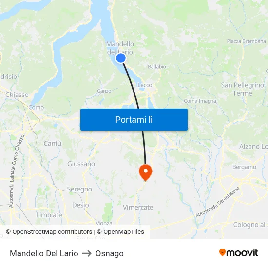 Mandello Del Lario to Osnago map