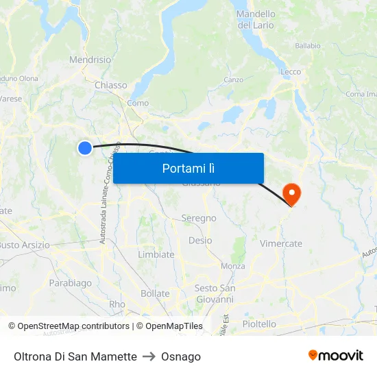Oltrona Di San Mamette to Osnago map