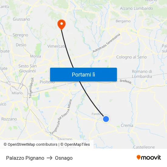 Palazzo Pignano to Osnago map