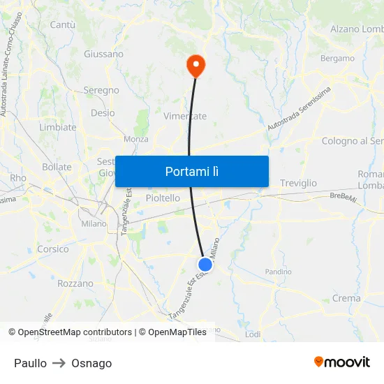 Paullo to Osnago map