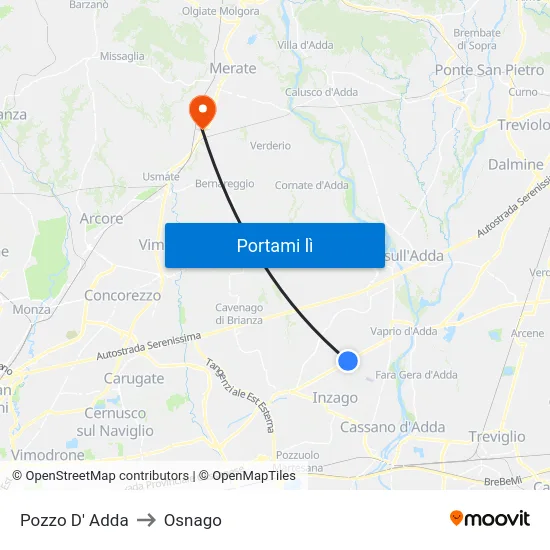 Pozzo D' Adda to Osnago map