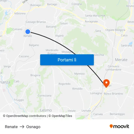 Renate to Osnago map
