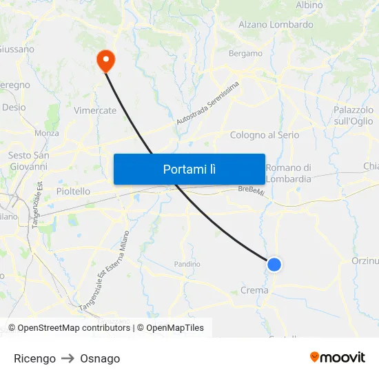 Ricengo to Osnago map