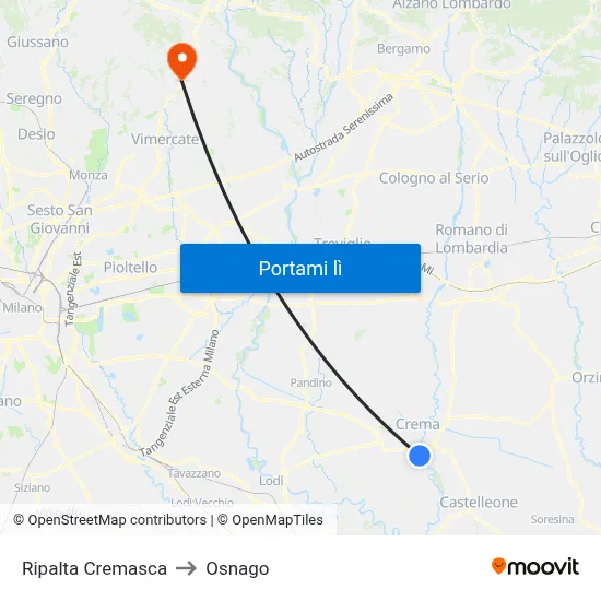 Ripalta Cremasca to Osnago map