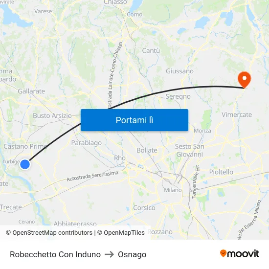 Robecchetto Con Induno to Osnago map