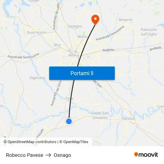 Robecco Pavese to Osnago map