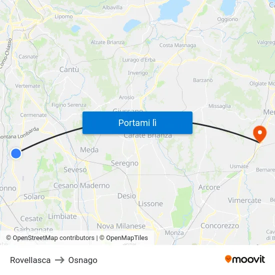 Rovellasca to Osnago map