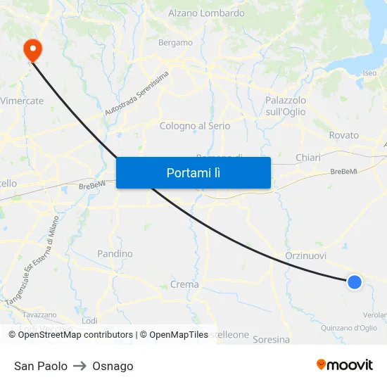 San Paolo to Osnago map
