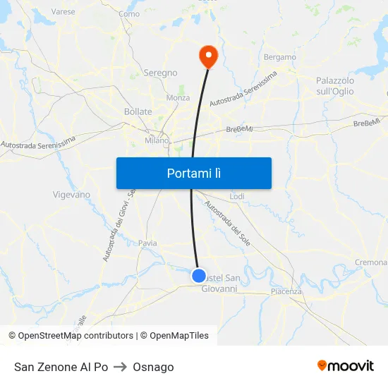 San Zenone Al Po to Osnago map