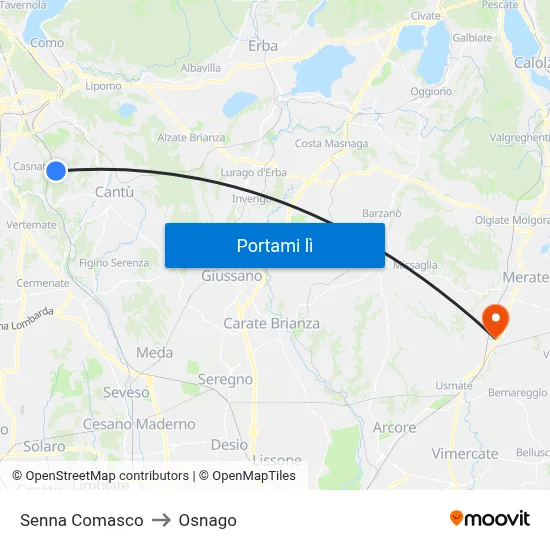 Senna Comasco to Osnago map